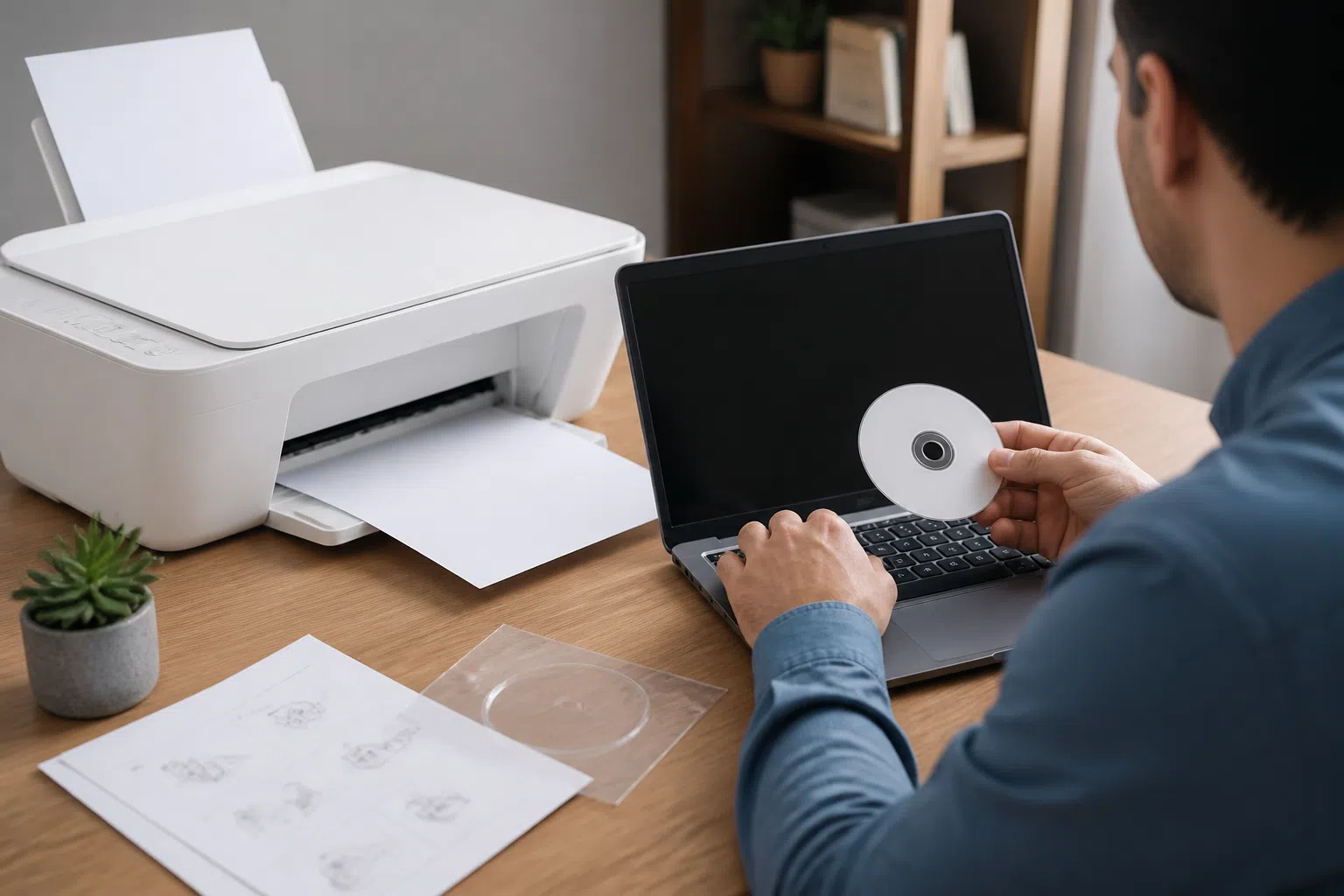 Foto realista sobre conectar impressora à rede Wi-Fi: passo a passo