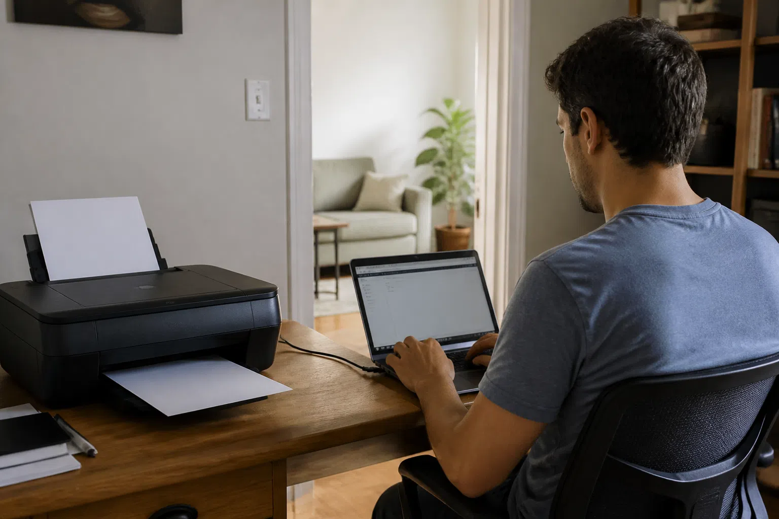 Foto realista sobre configurar papel antes de imprimir: verificacao