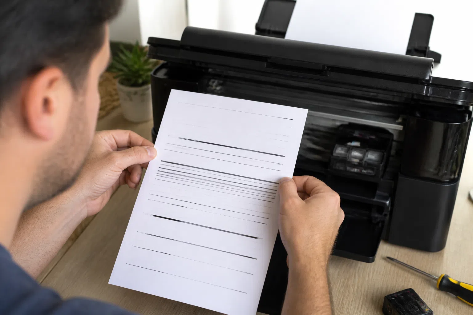 Foto realista sobre ajustar documentos para não cortar margens: verificacao