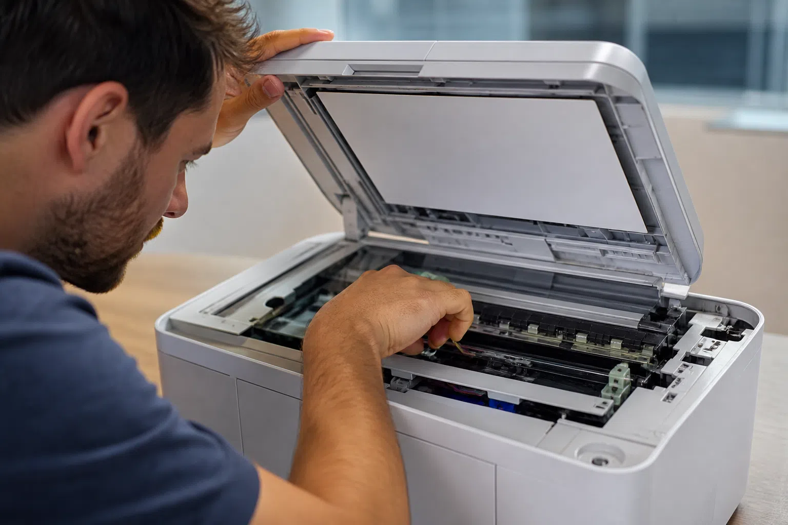 Foto realista sobre resolver falhas básicas do scanner: passo a passo