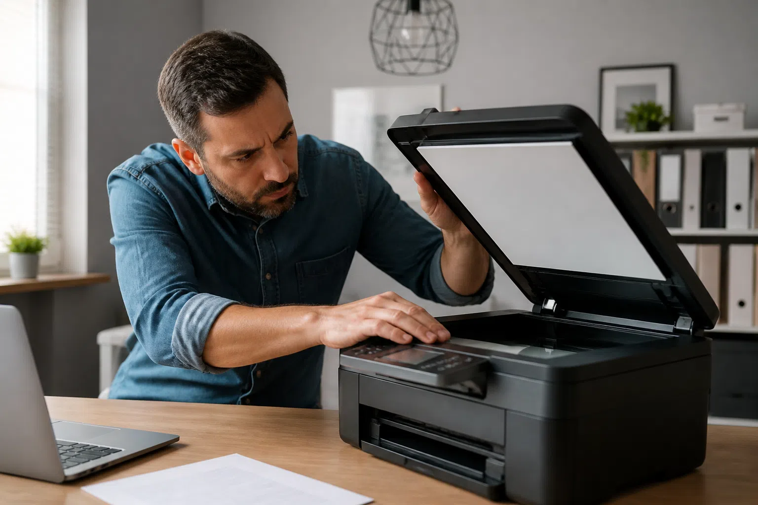 Foto realista sobre resolver falhas básicas do scanner: verificacao